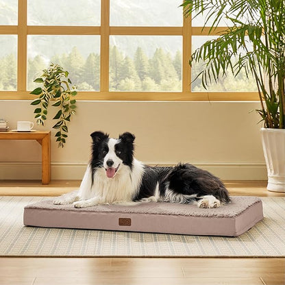 Bedsure Dog Beds Large Sized Dog - Orthopedic Flat Pet Beds with Removable Washable Cover, Egg Crate Foam Puppy Mat, Suitable for Pet Up to 65 lbs