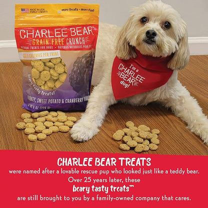 Charlee Bear Dogs Training Treat, Crunchy, Low Calorie, Grain Free Dog Treats, Made in USA, Best for Small and Medium Breeds, Bacon Blueberry & Turkey Sweet Potato Cranberry 2 Pack 8oz Each