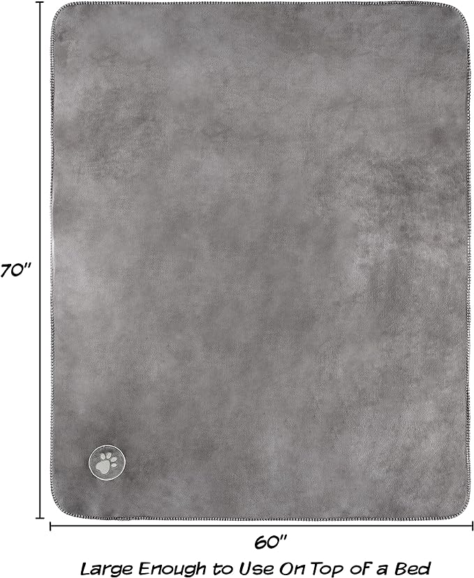 Waterproof Pet Blanket - 60x70-inch Reversible Throw Protects Couch, Car, Bed from Spills, Stains, and Fur - Dog and Cat Blankets by Petmaker (Gray)