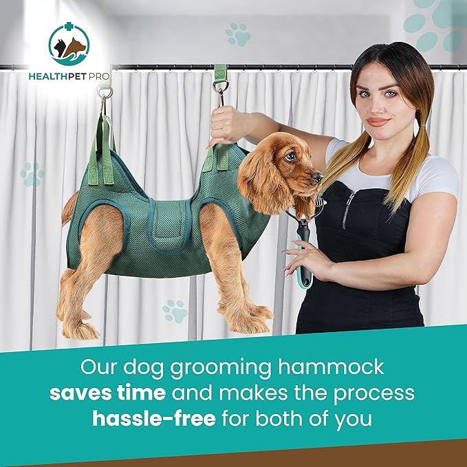 Dog Grooming Hammock for Large Dogs Including Dog Accessories Including Dog Nail Clippers, Dematting Comb, Nail File and Scissor - Dog and Cat Hammock for Grooming - Dog Sling (Medium)