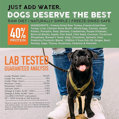 Nature's Diet Simply Raw® Freeze-Dried Raw Whole Food Meal - Makes 18 Lbs Fresh Raw Food With Muscle, Organ, Bone Broth, Whole Egg, Superfoods, Fish Oil Omega 3, 6, 9, Probiotics & Prebiotics (turkey)