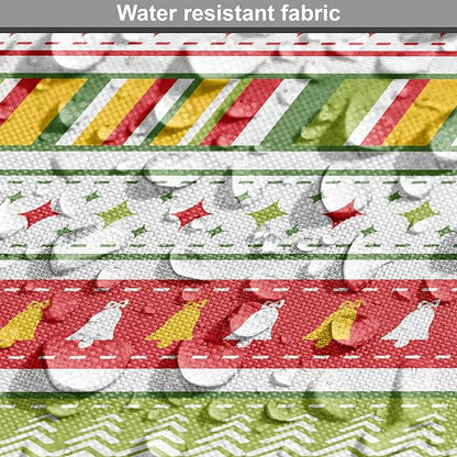 Ambesonne Christmas Dog Crate Cover, Traditional Winter Seasonal Borders Stars Bells Trees Stripes Print, Easy to Use Pet Kennel Cover for Medium Large Dogs, 42 Inch, Lime Green