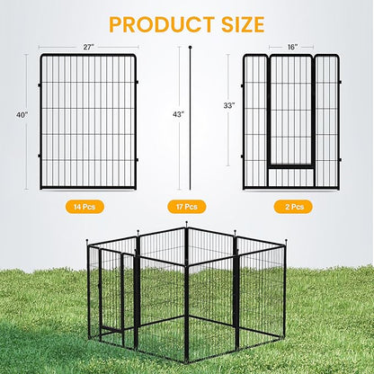 Dog Playpen 40 Inch 8 Panels, Ideal Dog Fence for Small/Medium/Large Dogs Indoor & Outdoor Bliss, Perfect Dog Pen for Camping, Yard, RV, Garden Fence, Black