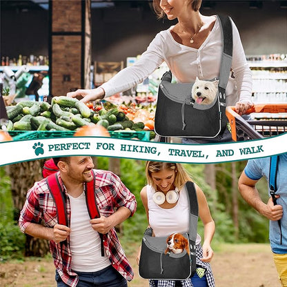 PetAmi Small Dog Sling Carrier, Soft-Sided Crossbody Puppy Carrying Purse Bag, Adjustable Sling Pet Pouch to Wear Medium Dog Cat Travel, Dog Bag for Traveling, Breathable, Poop Bag Dispenser, Black