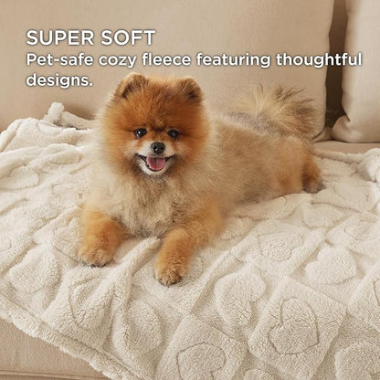 Bedsure Dog Blankets for Medium Dogs Washable - Fluffy Fuzzy Puppy Cat Blanket with Premium 300GSM Coral Fleece Soft for Pet Kitten Doggy, White, 30x40IN