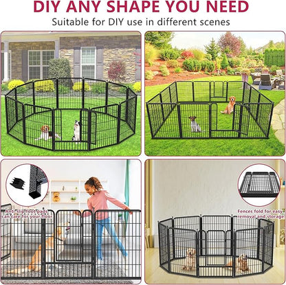 Dog Playpen 32" Height 32 Panels Portable Dog Fence Outdoor for Yard Puppy Playpen Indoor Dog Pen Outdoor for Medium/Small Dogs, Heavy Duty Pet Playpen Dog Kennel for RV, Camping, Yard