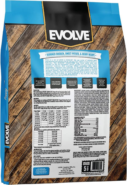 Evolve Grain Free Puppy Dog Food with Deboned Chicken, Sweet Potato & Berry, 4lb