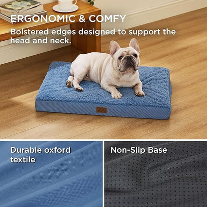 Bedsure Medium Dog Bed for Medium Dogs  Orthopedic Waterproof Dog Beds with Removable Washable Cover, Egg Crate Foam Pet Bed Mat, Blue Wave