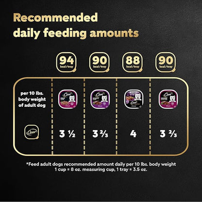 Cesar Wet Dog Food Steak Lovers Variety Pack with Real Meat, 3.5 oz. Trays (24 Count, Pack of 1)