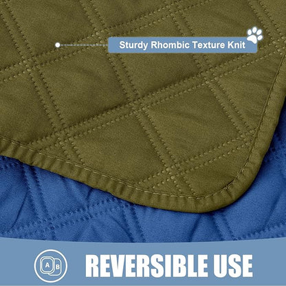 Smiry Waterproof Dog Blanket, Reversible Dog Bed Cover Pet Blanket, Soft Couch Cover for Dogs Washable, Bed Couch Sofa Furniture Protector for Puppy Cat Kids (30"x70", Green/Navy)