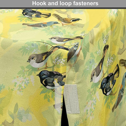 Ambesonne Bird Dog Crate Cover, Little Birds on Spring Branches in Watercolor Style Repetitive Pattern, Easy to Use Pet Kennel Cover for Small Dogs Puppies Kittens, 22 Inch, Yellow and Multicolor