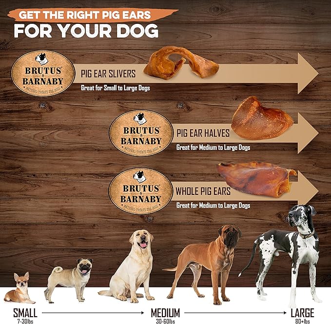 100% Natural Half Pig Ear Dog Treat, 40 pack, Our Healthy Dog Pig Ears Halves Are Easy To Digest, Chemical & Hormone Free Thick Cut Pig Ears For Dogs Aggressive Chewers, Great For Small Or Large Dogs