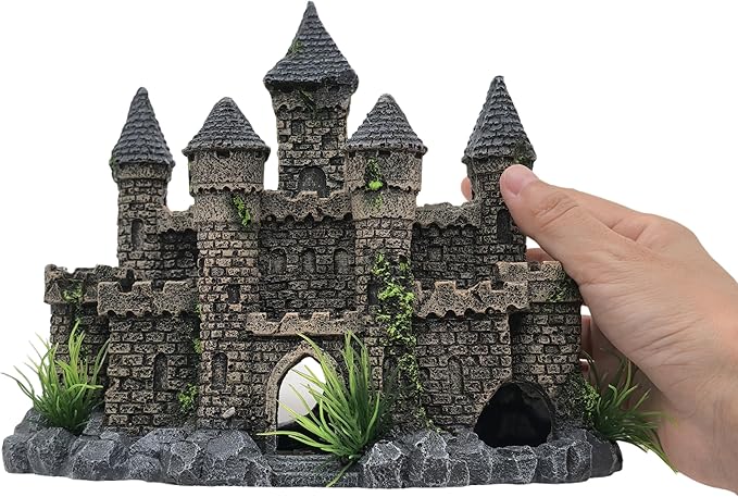 M2cbridge Aquarium Decor Castle Shipwreck Ornament Underwater Landscape(Mountain Castle)