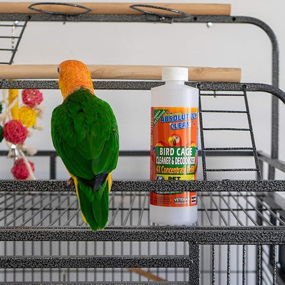Absolutely Clean Amazing Bird Cage Cleaner and Deodorizer - Just Spray/Wipe - Safely & Easily Removes Bird Messes Quickly and Easily - USA Made - Fragrance Free (4X Concentrate - 16oz Makes 64oz)