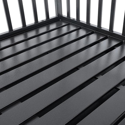 48" Metal Dog Cage with 4 Lockable Casters, Heavy Duty Inoor Dog Kennel with Doors and Roof for Large or Medium Dogs, Black