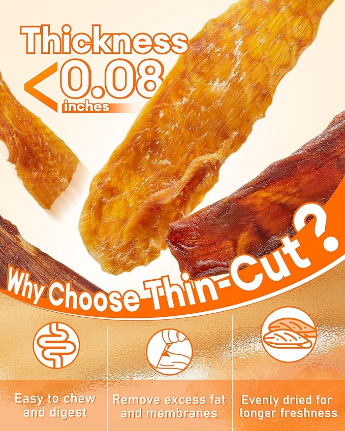 Chicken & Duck Jerky Dog Treats - Natural Dog Treats, 17.6 oz Sealed Box, 12-Hour Slow-Dried for Maximum Flavor and Nutrients, Preservative-Free, Perfect for Training & Healthy Snacking