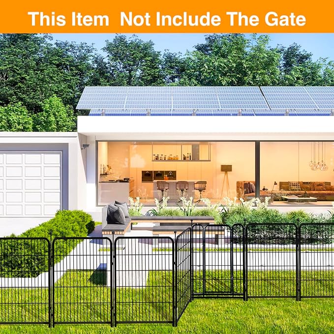 Doorless Garden Fences and Borders for Dogs, 36in(H) 14 Panels Total 31 Ft(L), Black Metal Decorative Garden Fencing, Flower Bed Fencing, Dog Digging Fence Barrier, Rabbit Fence for Garden