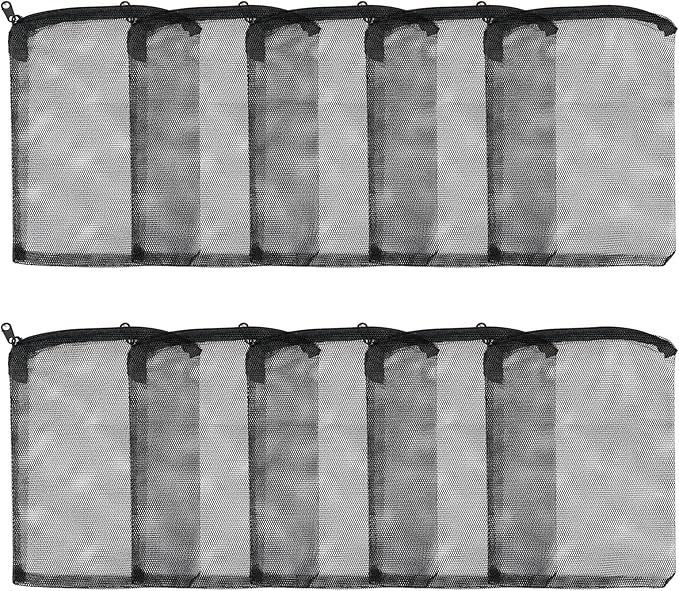 AQUANEAT 10pcs Aquarium Filter Media Bags, Fish Tank Coarse Mesh Bags with Plastic Zipper for Activated Carbon(5.5" x 8")