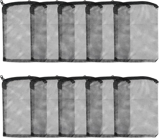 AQUANEAT 10pcs Aquarium Filter Media Bags, Fish Tank Coarse Mesh Bags with Plastic Zipper for Activated Carbon(5.5" x 8")