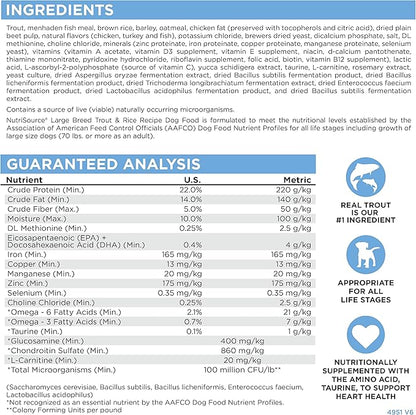 NutriSource Dry Dog Food for Large Breeds, Trout and Rice, 26LB