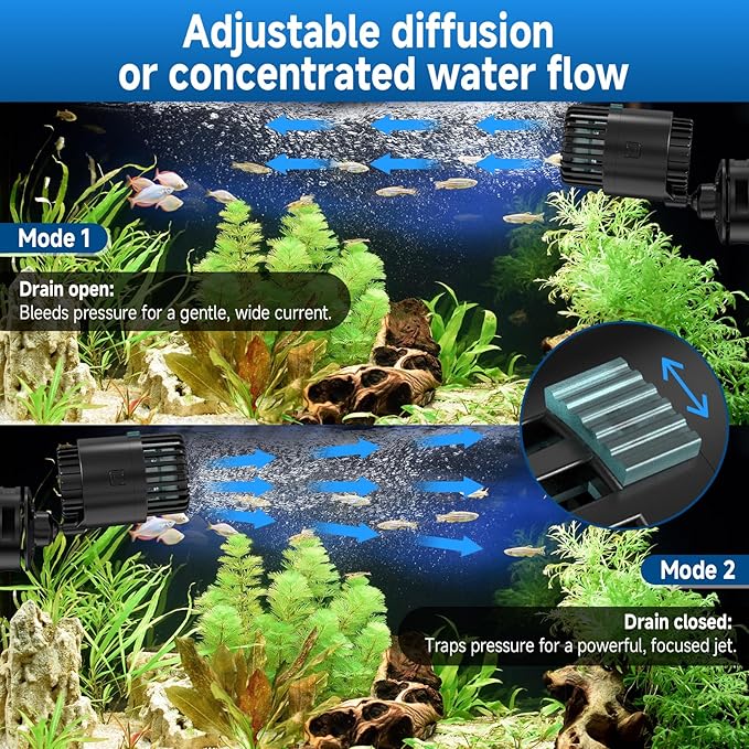 AQQA Aquarium Wave Maker with Magnetic Base 1200GPH Fish Tank Wavemaker Submersible Circulation Pump Powerhead 360°Rotatable Quiet Operation for Freshwater 20-75 Gallon Tank (5W)
