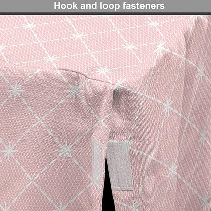 Ambesonne Blush Pink Dog Crate Cover, Abstract Monochrome Geometric Lace Inspired Grid Ornament with Stars Print, Easy to Use Pet Kennel Cover for Small Dogs Puppies Kittens, 18 Inch, Blush White