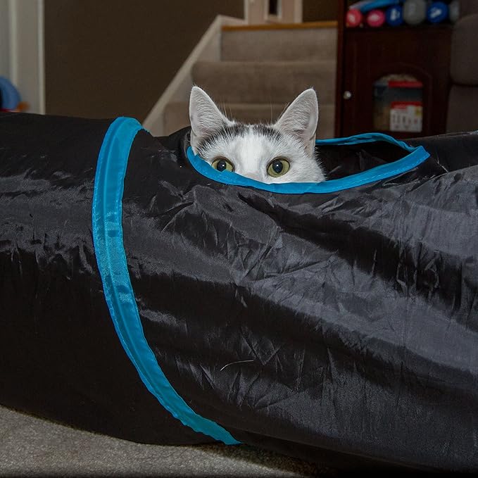 PetLike Cat Tunnel for Indoor Cats Collapsible Pop-up Pet Tube Peek Hole Hideaway Play Toys for Cats with Ball