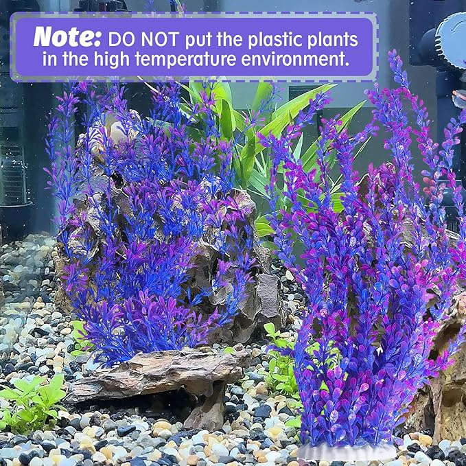 Hamiledyi Aquarium Plastic Plants Aquarium Decor Artificial Fish Tank Plants,Tall Fish Tank Decorations, Extra Large Aquarium Plant 23.6-inch Tall,2PCSï¼_urple Style Bï¼