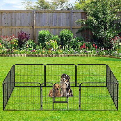 BestPet | Dog Playpen | 32 Inch, 12 Panels | Heavy Duty Metal Pet Exercise Pen | Indoor Outdoor Fence Panels | Rust-Resistant, Removable, Tool-Free Setup | Anti-Skid, Expandable Design