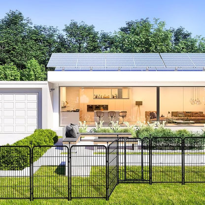36 in(H) Garden Fence, Wide Gate Low Threshold, 10 Panels Total 22.1 Ft(L) Heavy Duty Iron Animal Barrier Fence for Yard,Suitable for Indoor Or Outdoor Dog Fencing,Garden Border Fence