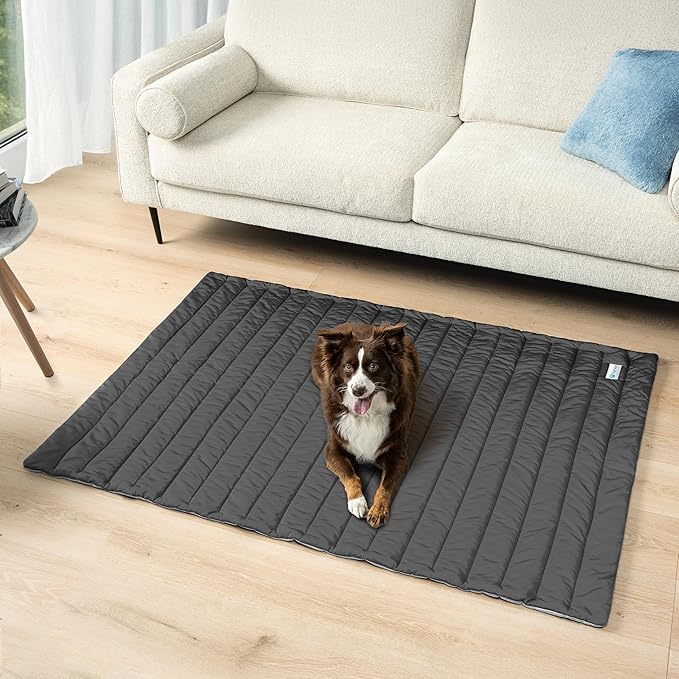 PetAmi Cooling Mat for Dog, Premium Pet Cooling Blanket for Crate Kennel, Indoor Cat Cool Sleeping Pad, Q-MAX Cold Sofa Couch Cover for Summer, Gray/Light Grey, Small (24x32)