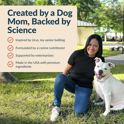 9-in-1 Senior Dog Multivitamin for Joints, Digestion & Immunity with Probiotics, Colostrum, Omegas, Taurine, Minerals –120 Tasty Duck Chews - Allergen Free - Made in USA