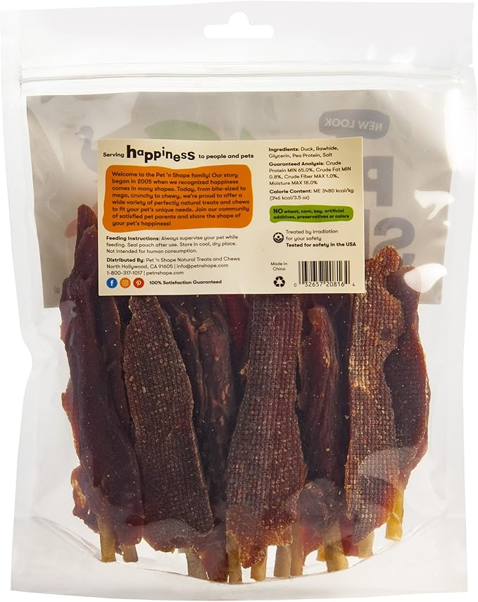Pet 'n Shape Chik 'n Skewers  Duck Wrapped Rawhide Chew Dog Treats - 1 Pound