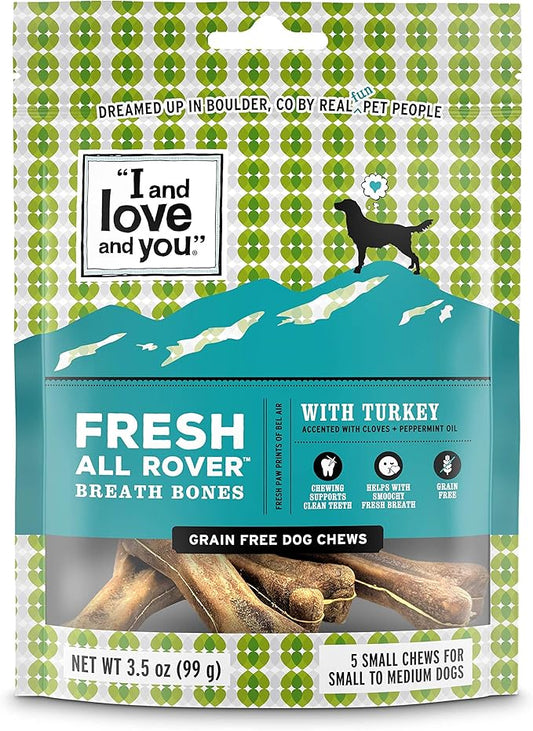 I and love and you Fresh all Rover Breath Bones - Sweet Potato - Dental Health Support, Grain Free, Filler Free, 5pk Size Small