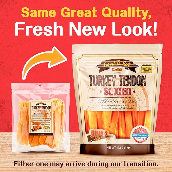 Gootoe Turkey Tendon Dog Treats 100% USA-Sourced, Natural Snack, Premium Training Chews, Hypoallergenic, Resealable Value Bag, for Medium Dogs, 7 Inch Slice Jumbo Pack, 1 lb (Pack of 1)