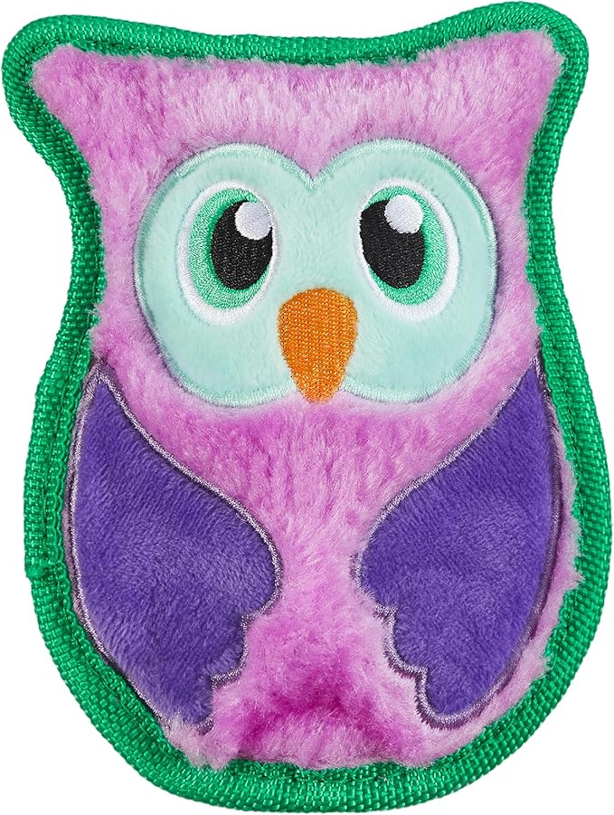Outward Hound Durablez Minis Stuffing-Free Squeaky Plush Dog Toy for Puppies & Small Dogs - Interactive, Soft Yet Tough, No Mess, Jumbo Squeaker, Long-Lasting Play, Owl