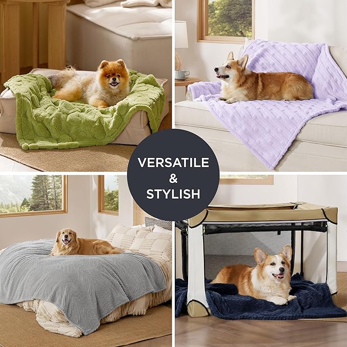 Bedsure 1 Pack 2 Dog Blankets for Small Dogs - 2pcs Washable Soft Fluffy Puppy Blanket with Premium 300GSM Coral Fleece, Cozy Cat Blankets for Indoor Cats, Fuzzy Pet Blanket for Kitten Doggy, Navy