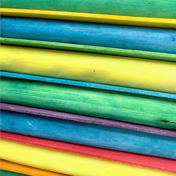 1125 Rainbow Sola Stick Stack Handcrafted Bird Chew Toy with Colorful Sola Wood Sticks – Foraging Toy for Conures, Parakeets, and Cockatiels – Safe & Natural Parrot Enrichment Toy – Made in USA