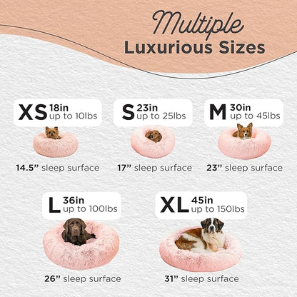 Best Friends by Sheri Original Calming Donut Dog and Cat Bed, Shag Faux Fur, Cotton Candy Pink, XL (45in x 45in) - Anxiety Relief for Pets Up to 150 lbs