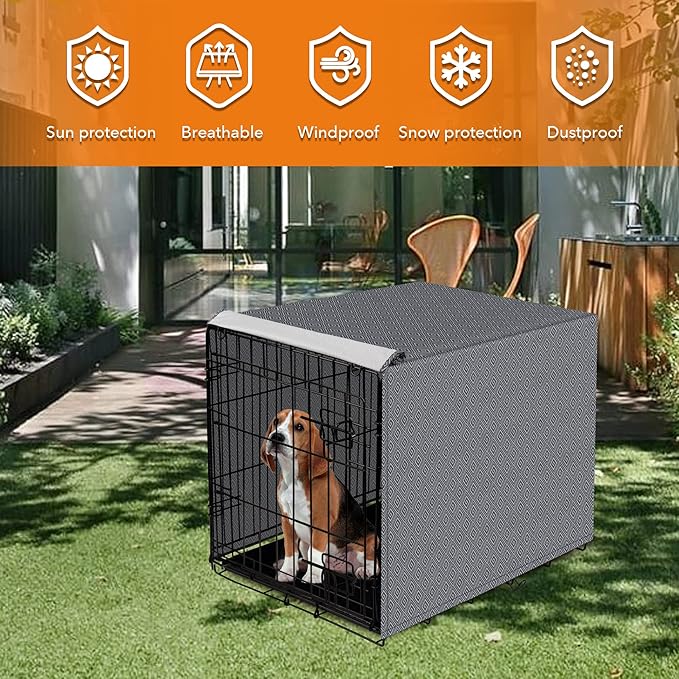 42 Inch Dog Crate Cover for Wire Cages Indoor Breathable Polyester Pet Kennel Cover Machine Wash & Dry Lagre XL (Cover Only)