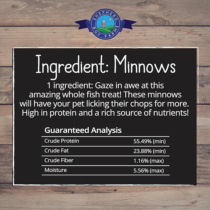 Freeze Dried Dog and Cat Treats, Minnows, All Natural Single Ingredient Freeze-Dried Dog Treat & Dog Snacks, Made in USA, High in Protein, Essential Nutrition of Raw Dog Food, 5oz