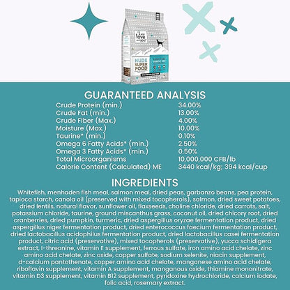 I AND LOVE AND YOU Nude Super Food Dry Dog Food - Salmon + Whitefish - Prebiotic + Probiotic, Grain Free, Real Meat, No Fillers, 23lb Bag