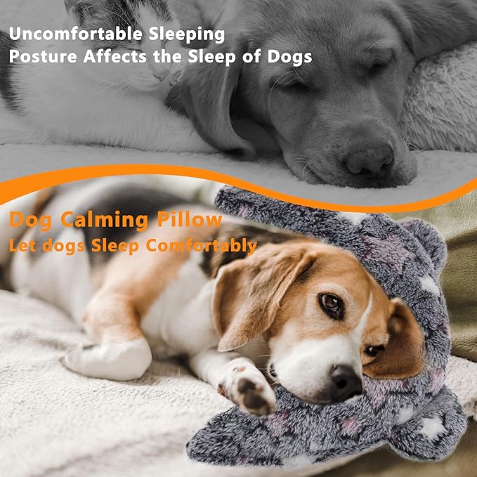 Pet Calming Pillow for Dogs, Soft U-Shaped Pillow, Joint Relief, Sleep Comfortably, Suit for Small, Medium, Large Dogs, Fluffy Pet Neck Pillow (M-Black Pink)