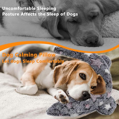 Pet Calming Pillow for Dogs, Soft U-Shaped Pillow, Joint Relief, Sleep Comfortably, Suit for Small, Medium, Large Dogs, Fluffy Pet Neck Pillow (S-Black Pink)