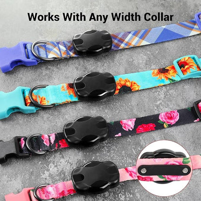 Airtag Dog Collar for Medium Dogs, Rose-Pink Dog Collars Girl with AirTag Holder Waterproof Airtag Case, Including Flower Spring Dog Collar Bowtie, for All Female Dogs ï»