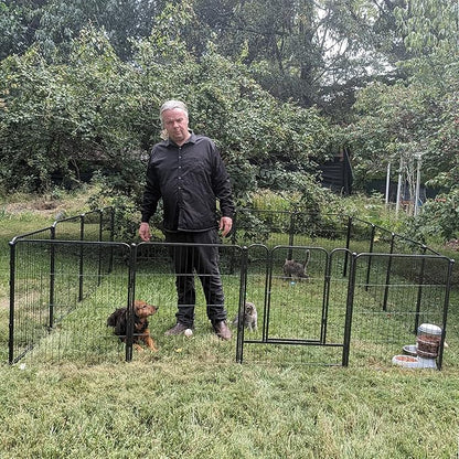 Dog Playpen, Dog Fences for The Yard, Portable Outdoor Dog Playpen for Large/Medium/Small Dogs, Foldable Metal Dog playpen, with Doors (32 Panels, 32")