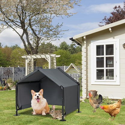 Dog Shades for Outside - Outdoor Dog Kennel for Small Dogs, 29.53_25.59_25.59 Outdoor Sun Rain Canopy Pet House, Waterproof Pet Canopy Shelter for Small Animals with Ground Nails