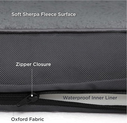 Bedsure Extra Large Dog Crate Bed - Big Orthopedic Waterproof Dog Beds with Removable Washable Cover for Large Dogs, Egg Crate Foam Pet Bed Mat, Suitable for Dogs Up to 100 lbs, Dark Grey