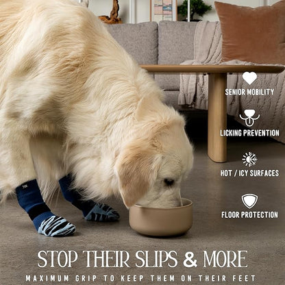 DOK TigerToes Premium Non-Slip Dog Socks for Hardwood Floors - Extra-Thick Grip That Works Even When Twisted - Prevents Licking, Slipping, and Great for Dog Paw Protection (Breezy Blue, X-Small)