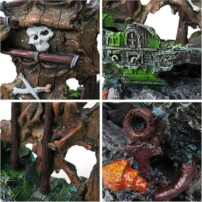 M2cbridge Antique Roman Column Ruins European Castle Aquarium Decorations Fish Tank Hideout Rocks (Pirate Shipwreck)